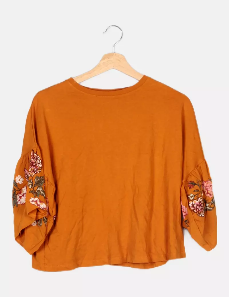 Bershka Blusa fluida mangas estampadas