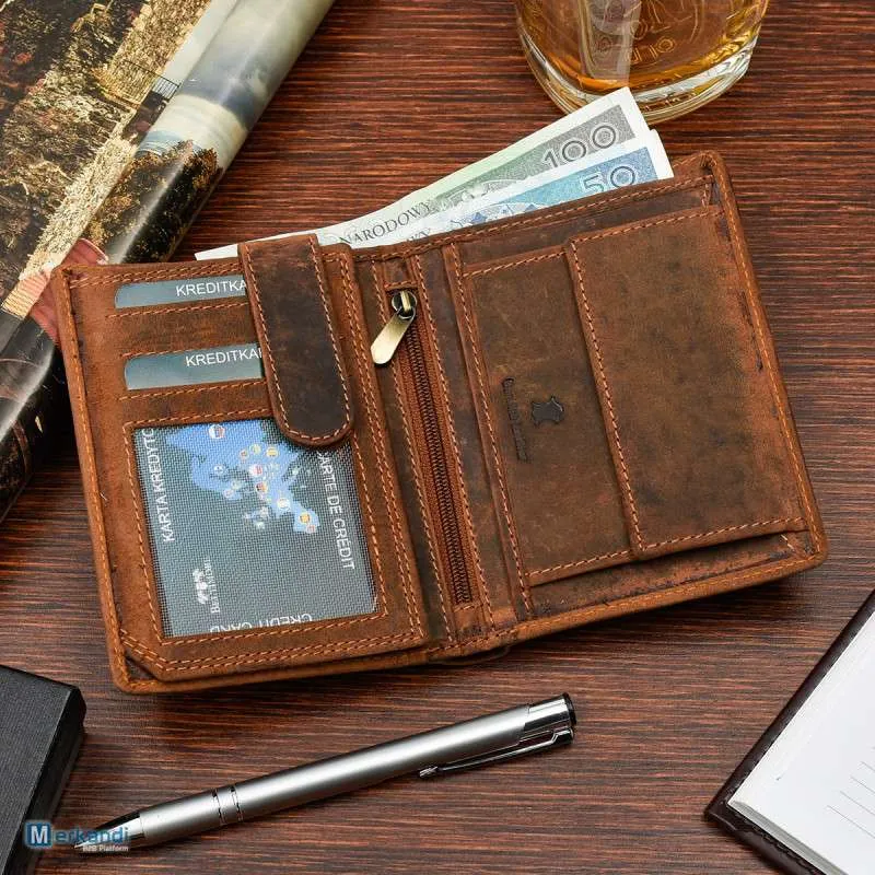 Billetera de hombre de cuero nobuck marrón Beltimore R82