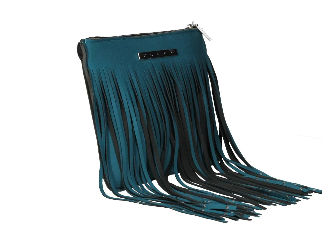 Bolso Azul Azafata Flecos Bandolera