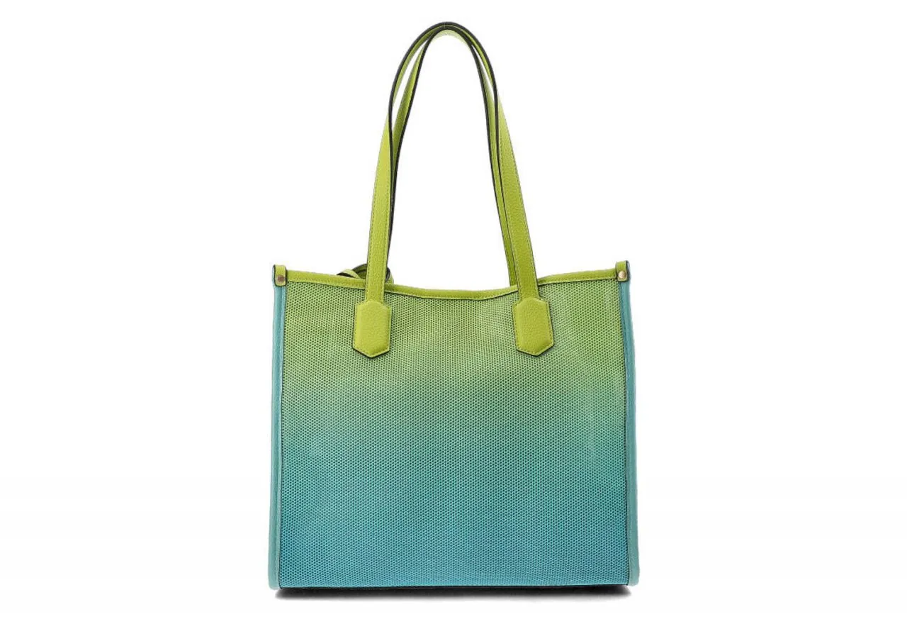 Bolso Rejilla Kiwi/agua Marina Logo Bordado Bolsito Interior
