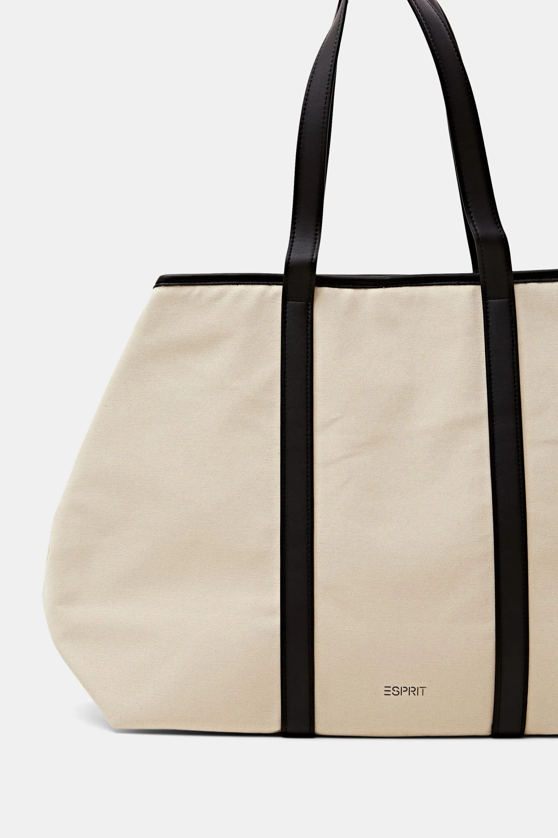 Bolso tote de lona con ribetes de polipiel