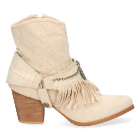Botines flecos mujer color beige