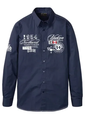 Camisa de manga larga con estampado Azul marino con estampado