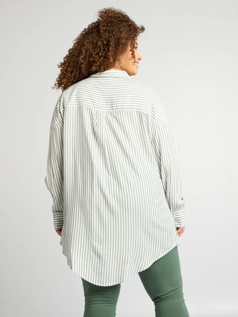 CAMISA LARGA DE RAYAS  KAKI