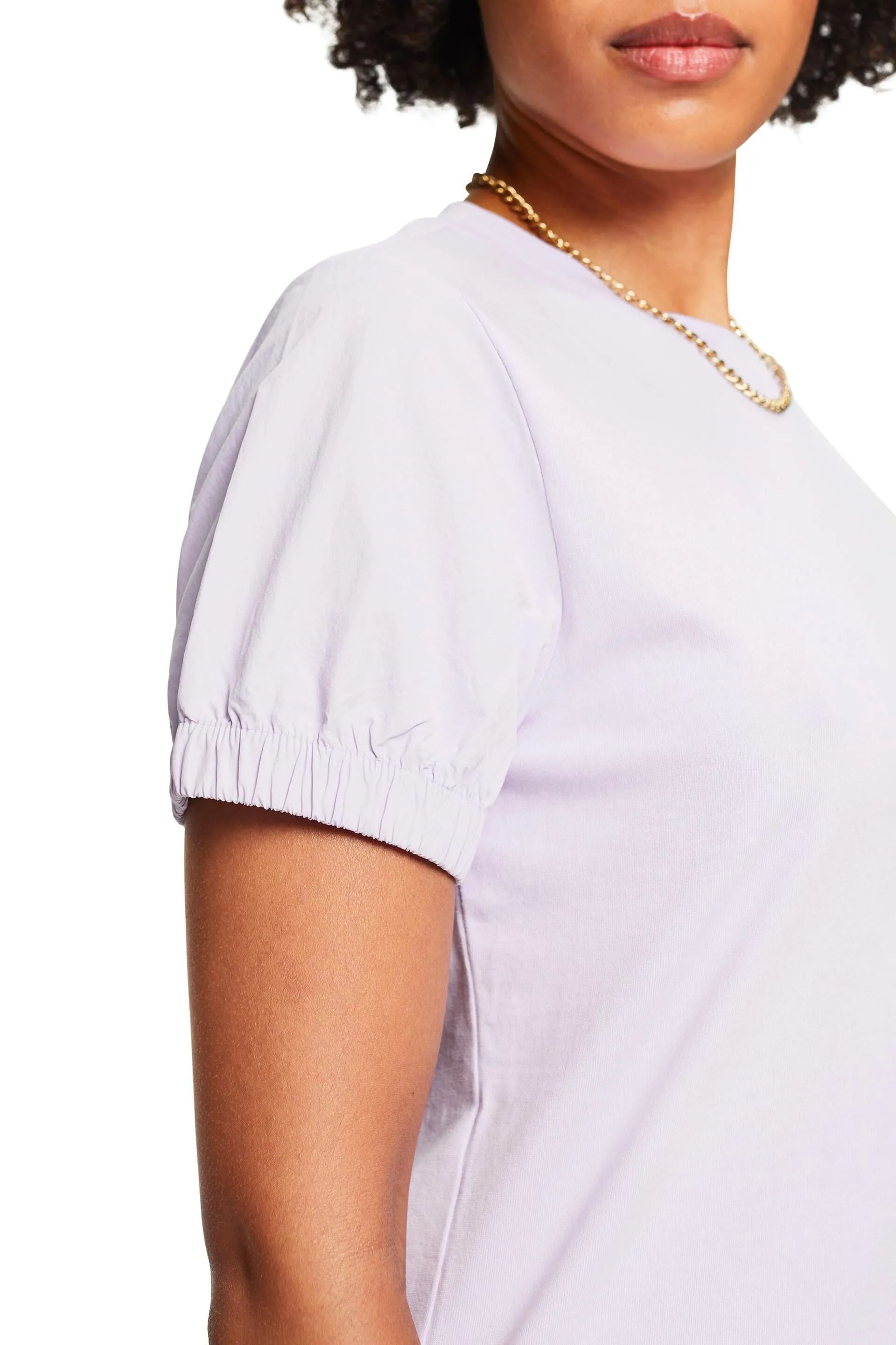 Camiseta de manga corta en mezcla de materiales