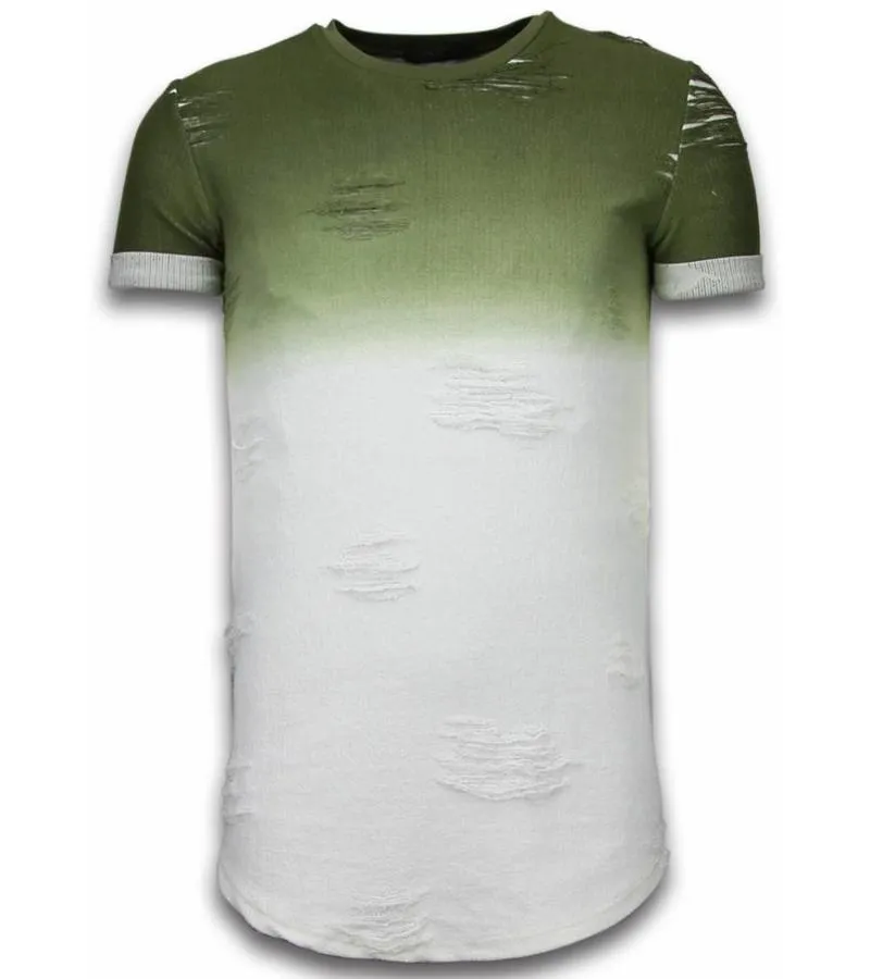 CAMISETAS  FLARE EFFECT DE DOS COLORES LONG FIT  VERDE