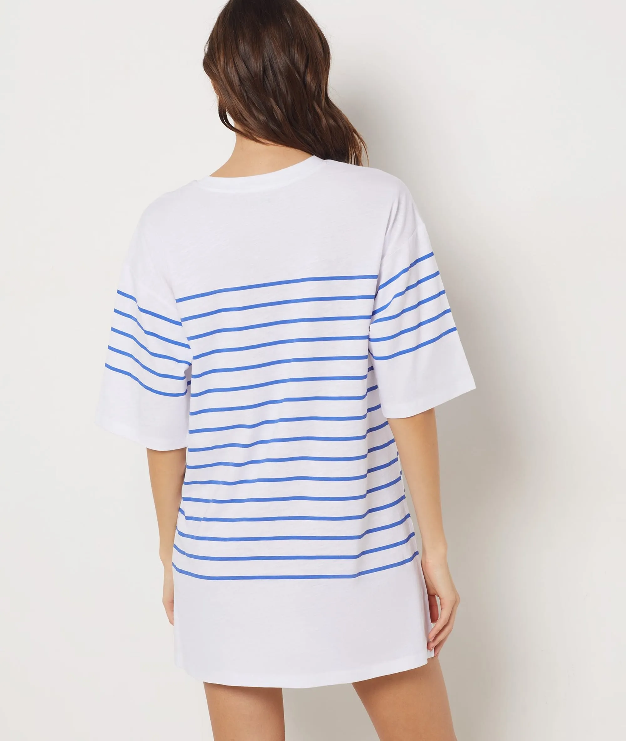 CAMISóN CORTO ESTAMPADO DE RAYAS GWENN BLEU  ETAM