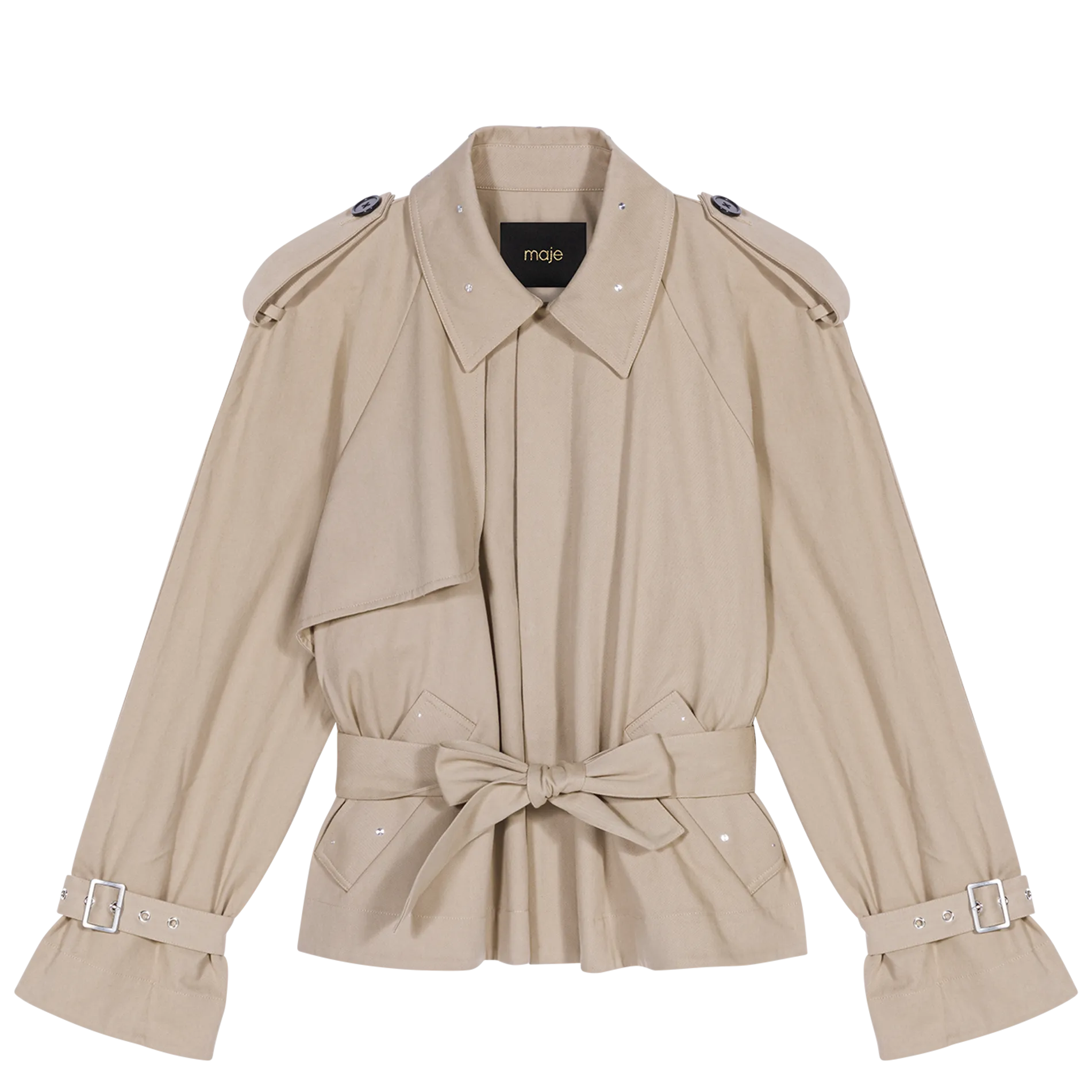 Chaqueta corta repelente de agua de algodón en beige