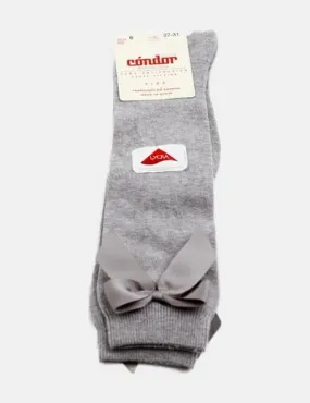 Cóndor Calcetín alto gris con lazo