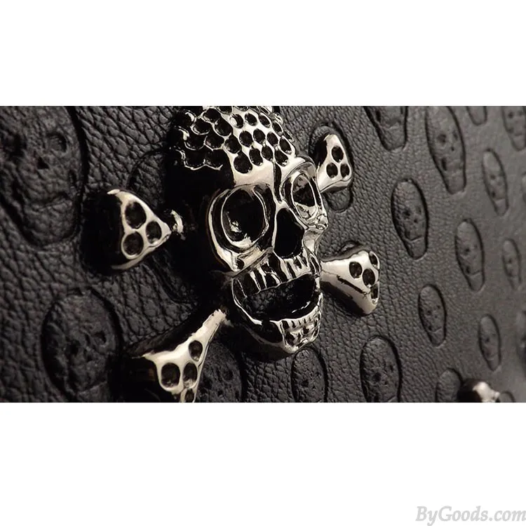  Elegant Black Rivet Skull Printed Shoulder Bag