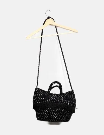 Gioseppo Bolso negro estampado flecos