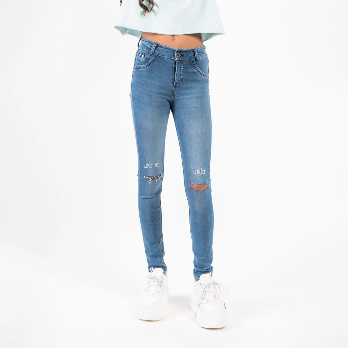Jean Skinny Tiro Medio Now Teos