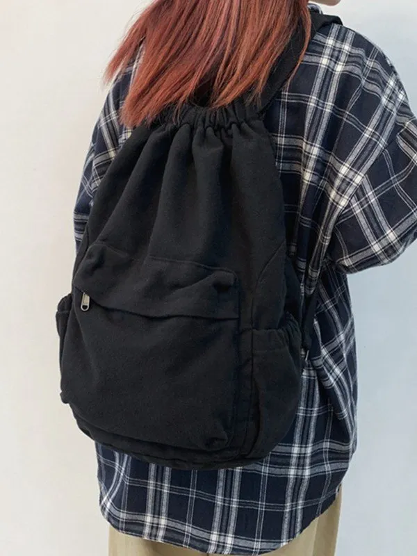 Mochila de lona con cordón fruncido