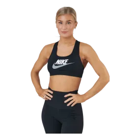 Nike Dri-FIT Swoosh Women's Medium-Support Graphic Sports Bra BLACK/WHITE/PARTICLE GREY