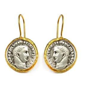 PENDIENTES PEQUEÑOS DE MONEDAS EN BRONCE CON BAÑO DE ORO