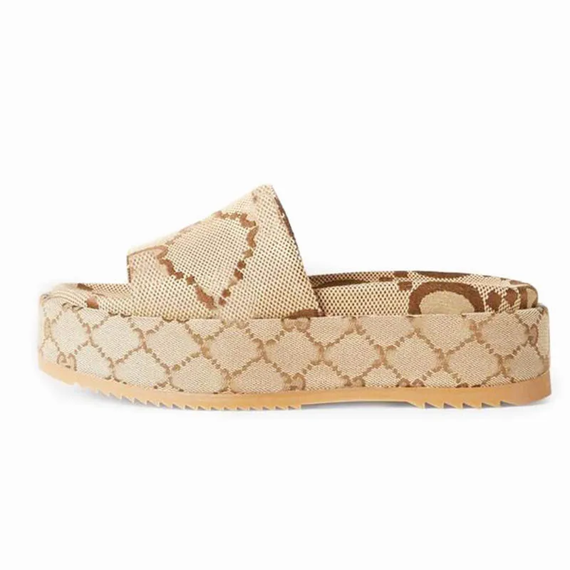 Sandalias de marca de lujo Diseñador famoso Mujeres Hombres Plataforma Zapatillas Impreso Bordado Diapositiva Pisos Tacones Fond