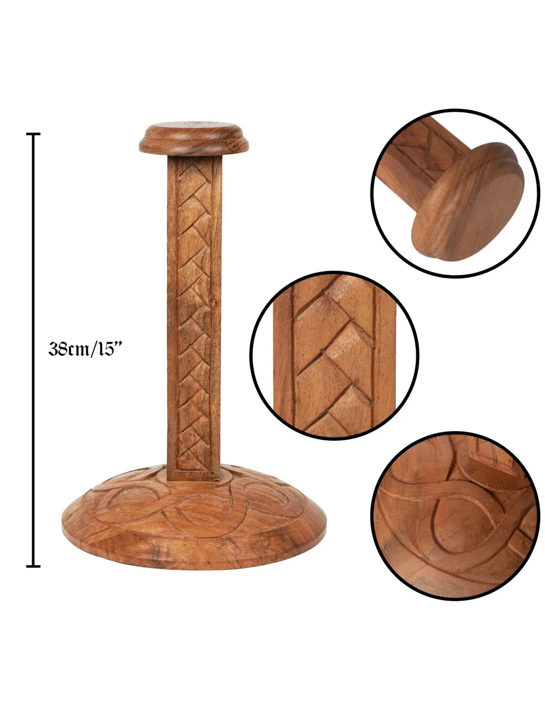 Soporte en madera tallada para colgar cascos (38 cm.)