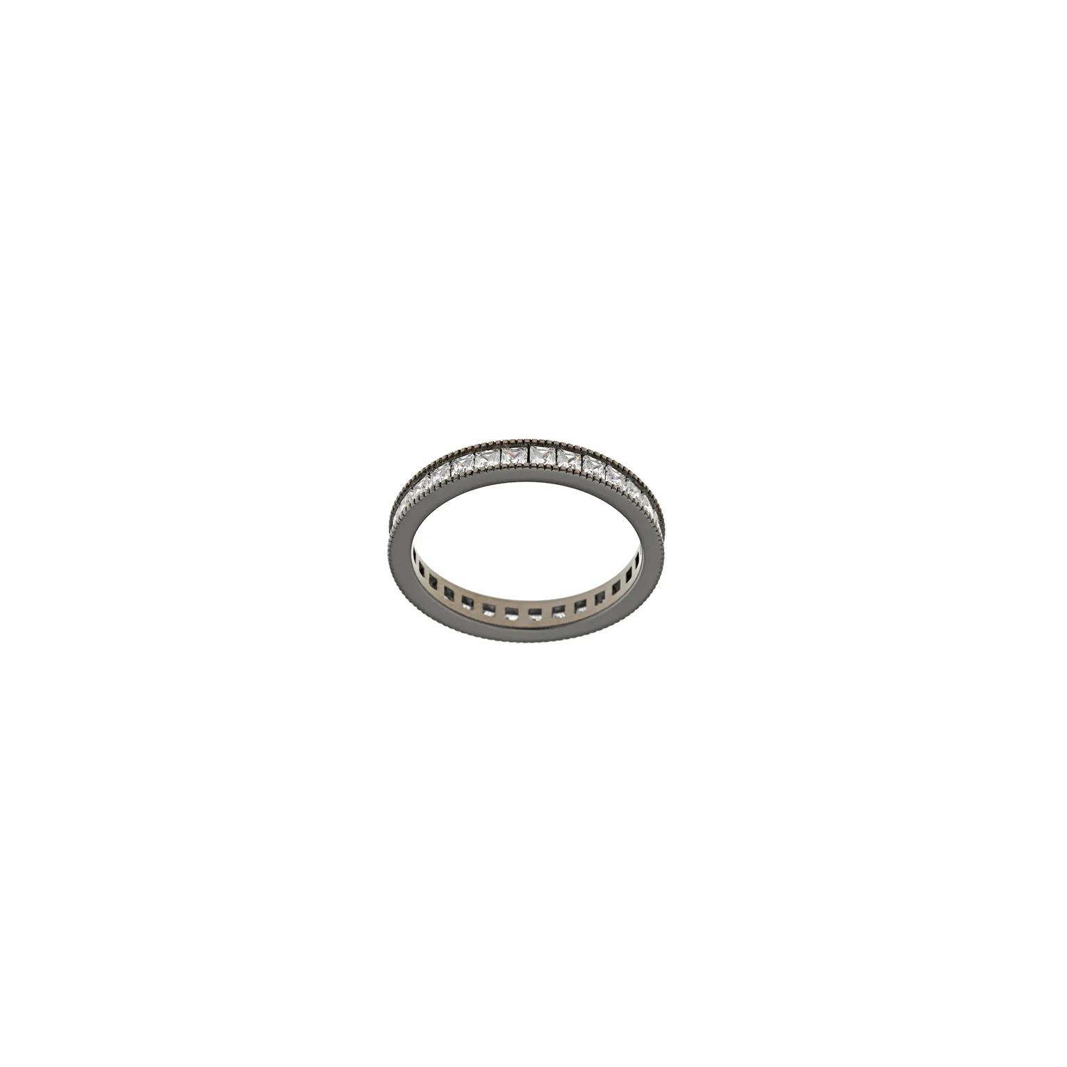 SORTIJA PLATA CHAPADO RUTENIO CIRCONITAS BLANCAS SQUARE