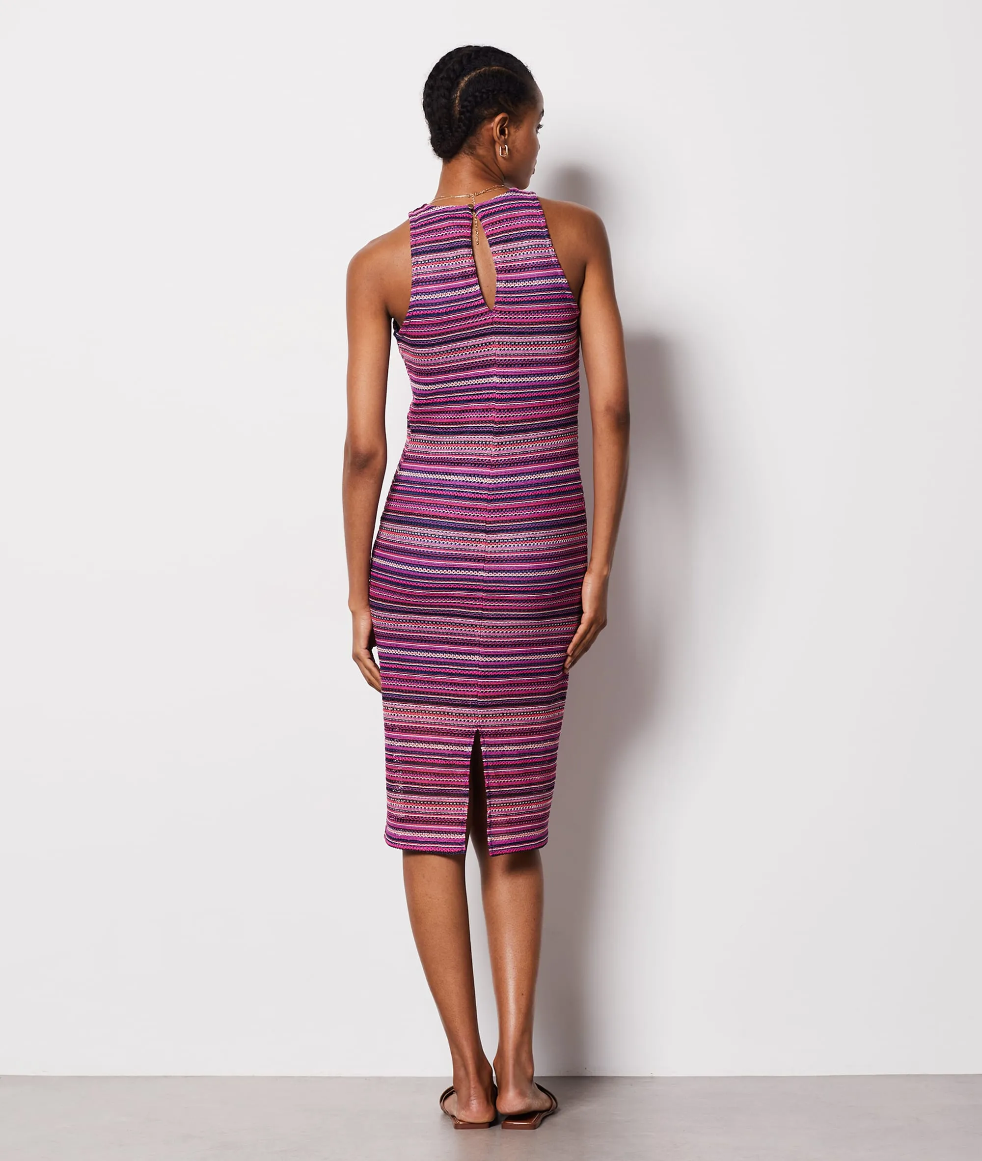 VESTIDO LARGO ESTAMPADO DE RAYAS BRAZIL VIOLET  ETAM