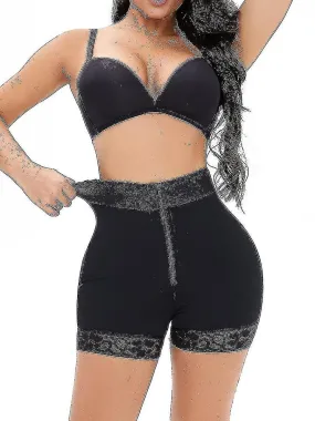 Women Plus Size Skinny Waist Hip Raise Pants Lace Stretch Shapewear Pants