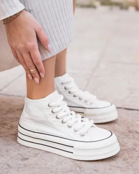 Zapatillas altas de lona blancas para mujer - Maeve