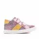Zapatos abotinados Pablosky rosas metalizadas con amarillo